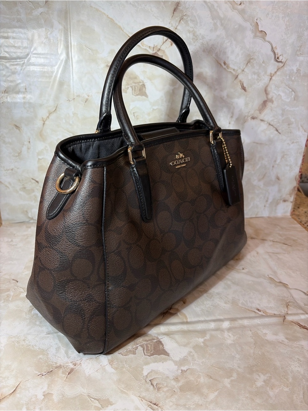 Coach F53310 Ava Signature Carryall Satchel Brown Leather Tote Bag - Picture 3 of 9